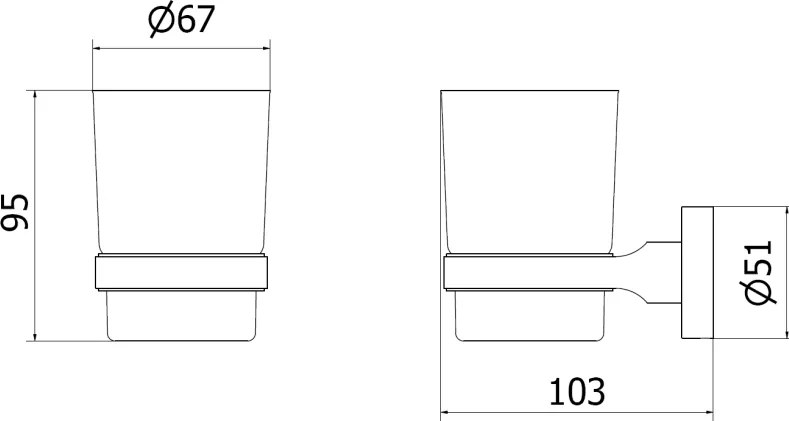 Mexen Remo, pohár na zubné kefky, čierny chróm, 7050738-73
