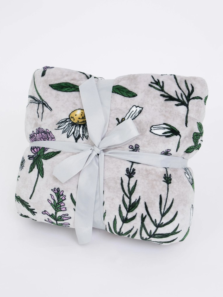 Baránková deka mikroplyš Exclusive 150 × 200 cm – Herbár svetlo sivý