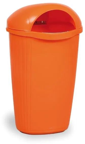 Vonkajší odpadkový kôš na stĺpik DINOVA, 50 l, oranžový