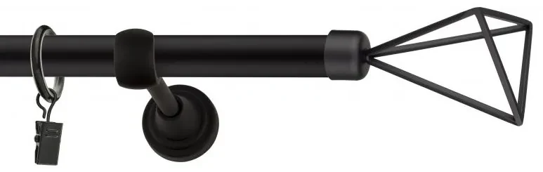 Dekorstudio Garniža jednoradová SPACE čierna matná 19mm Dĺžka: 140cm, Typ uchytenia: Držiak modern, Typ príslušenstva: Bez príslušenstva