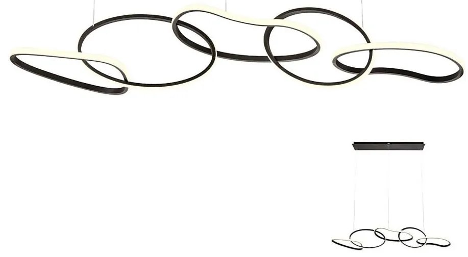 Redo 01-2599 - LED Stlmiteľný závesný luster na lanku BIAS LED/108,6W/230V 3000K čierna