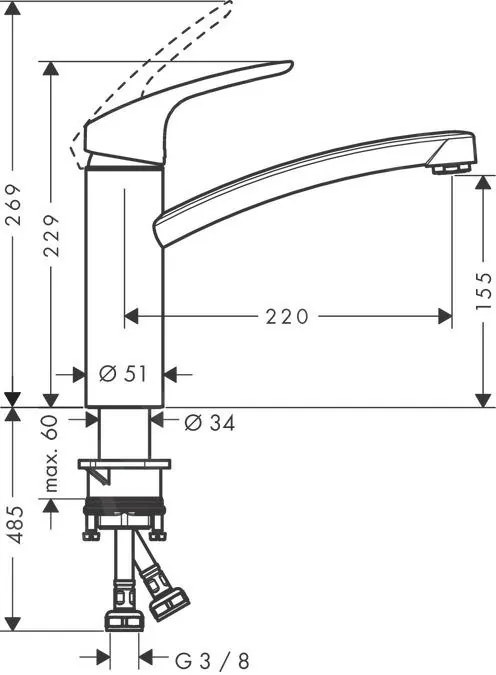 Hansgrohe Focus M41, drezová batérie Focus, EcoSmart, chrómová, HAN-31826000