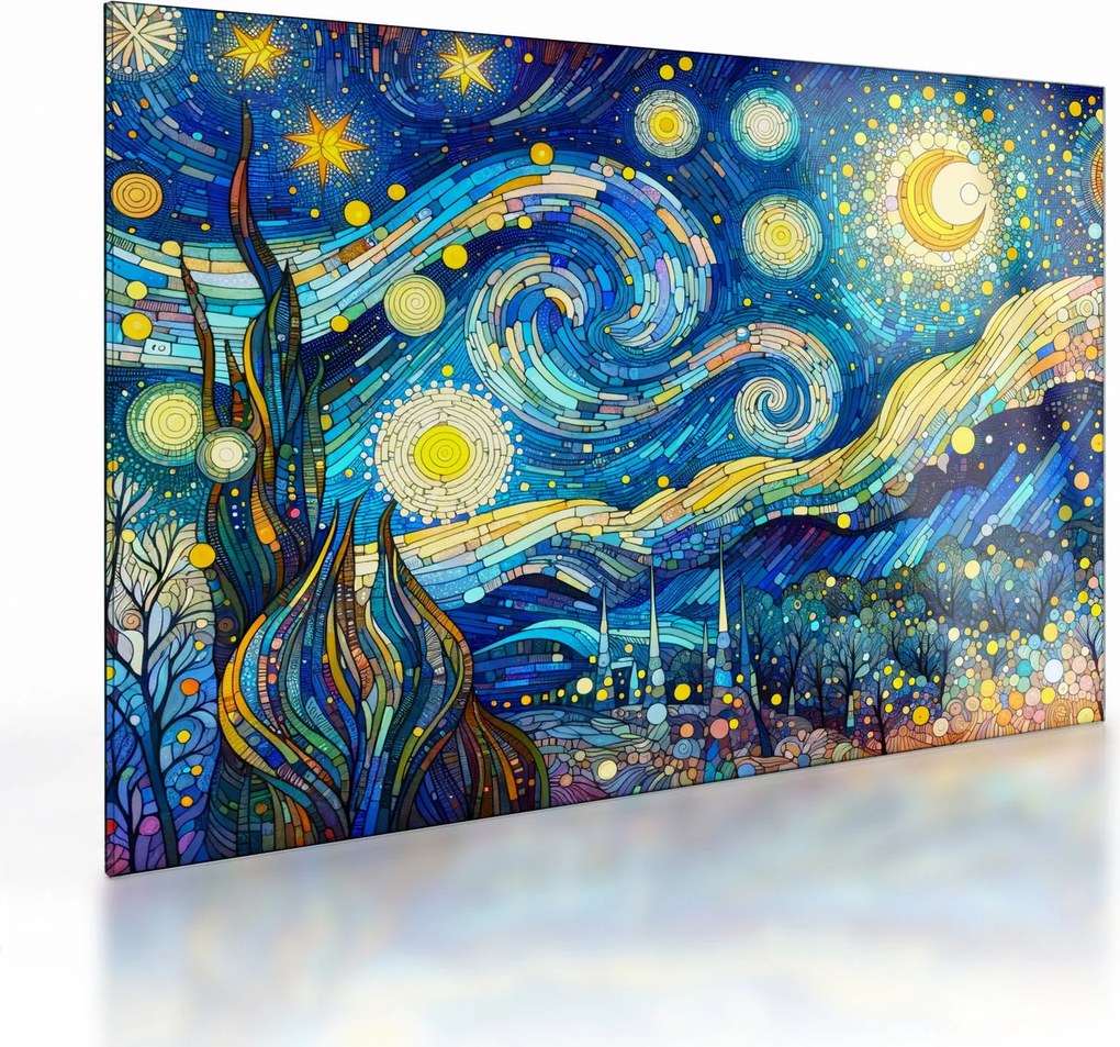 Sklenený obraz – Mozaika hviezdnej noci (70x50 cm)