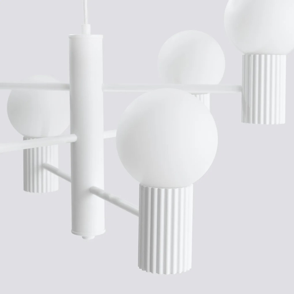 Luster Halo, 6x biele sklenené tienidlo, w