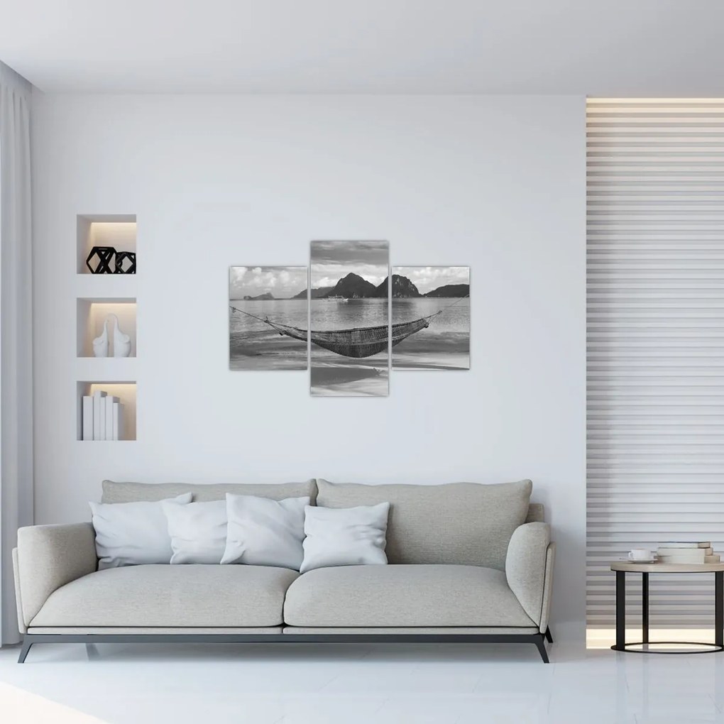 Obraz - Hojdacia sieť na pláži (90x60 cm)