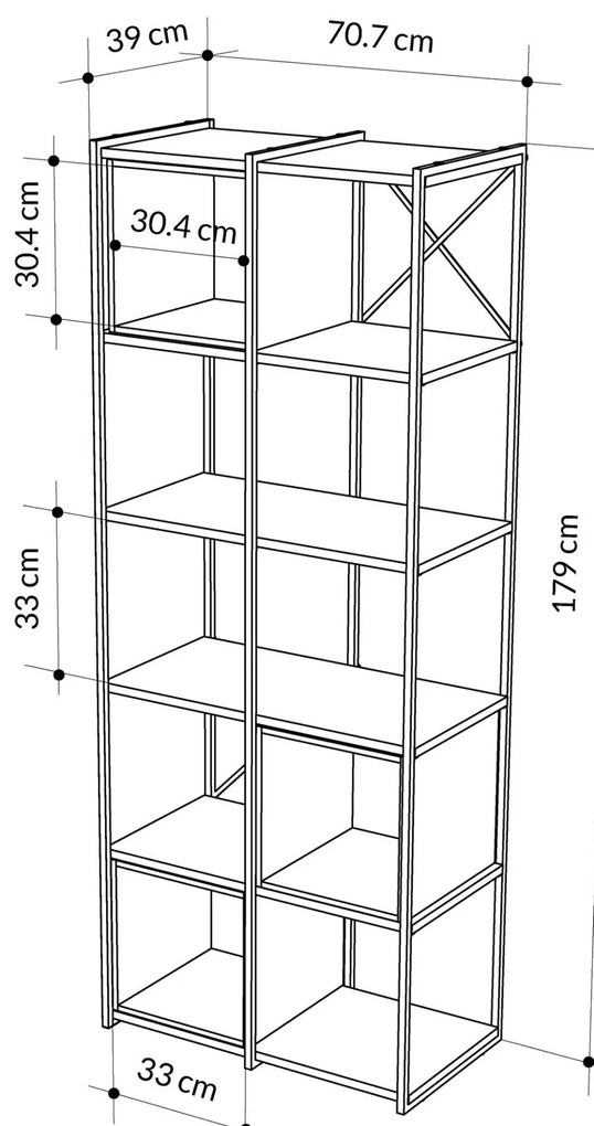 Knižnica Houseland Vale Midi čierna/škoricovo hnedá