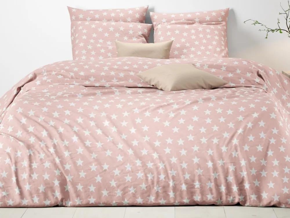 Mistral Home povlečení 100% bavlna Portland stars Pink powder 140x200/70x90cm
