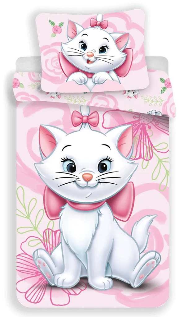 Jerry Fabrics Bavlnené obliečky 140x200 + 70x90 cm - Marie Cat "Pink 03"
