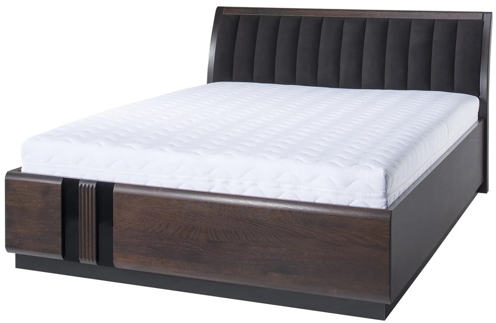 Dvoulůžková postel Porti 76 160x200 z masivu dub čokoládový/černá