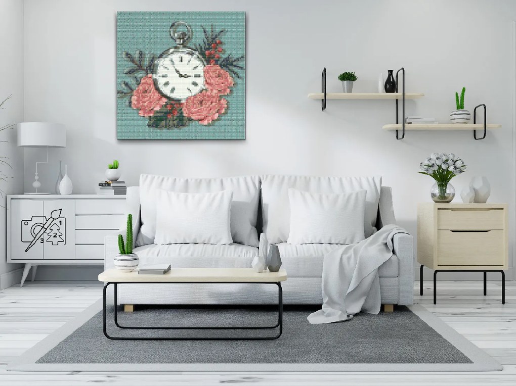 Gario Diamantové maľovanie Vreckové hodinky Rozmery: 50 x 50 cm, Rámovanie: S vnútorným rámom, Diamanty: Okrúhle