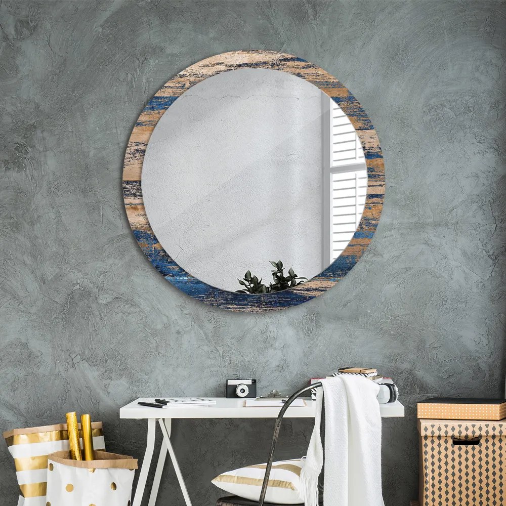 Okrúhle ozdobné zrkadlo Abstraktné drevo fi 90 cm