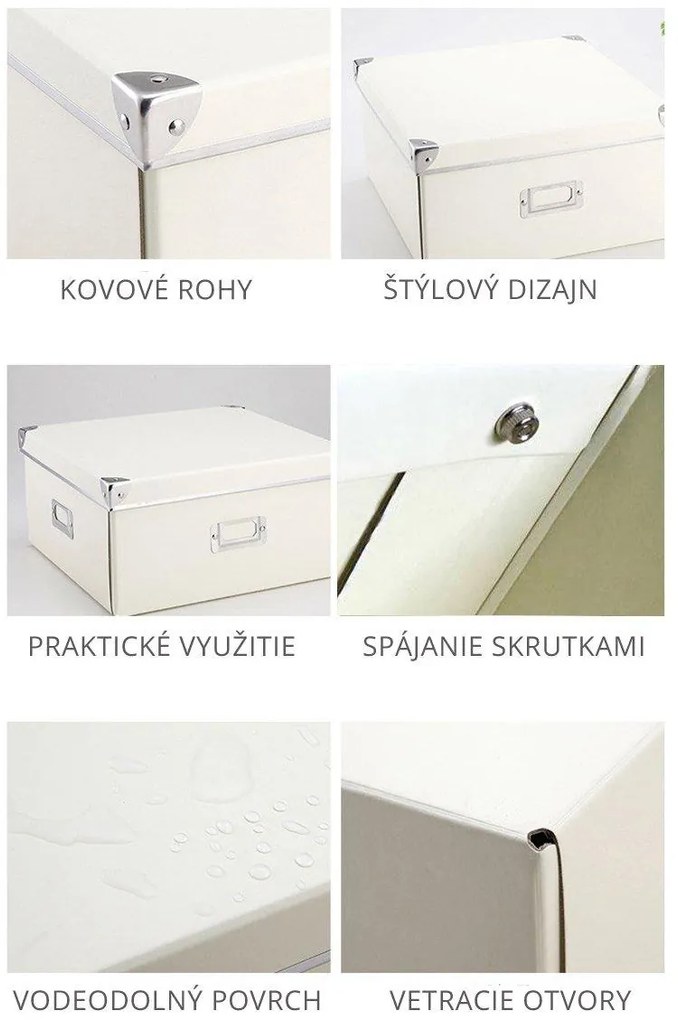 Štýlový skladací papierový úložný box tyrkysový, viac veľkostí 26x13x10 cm