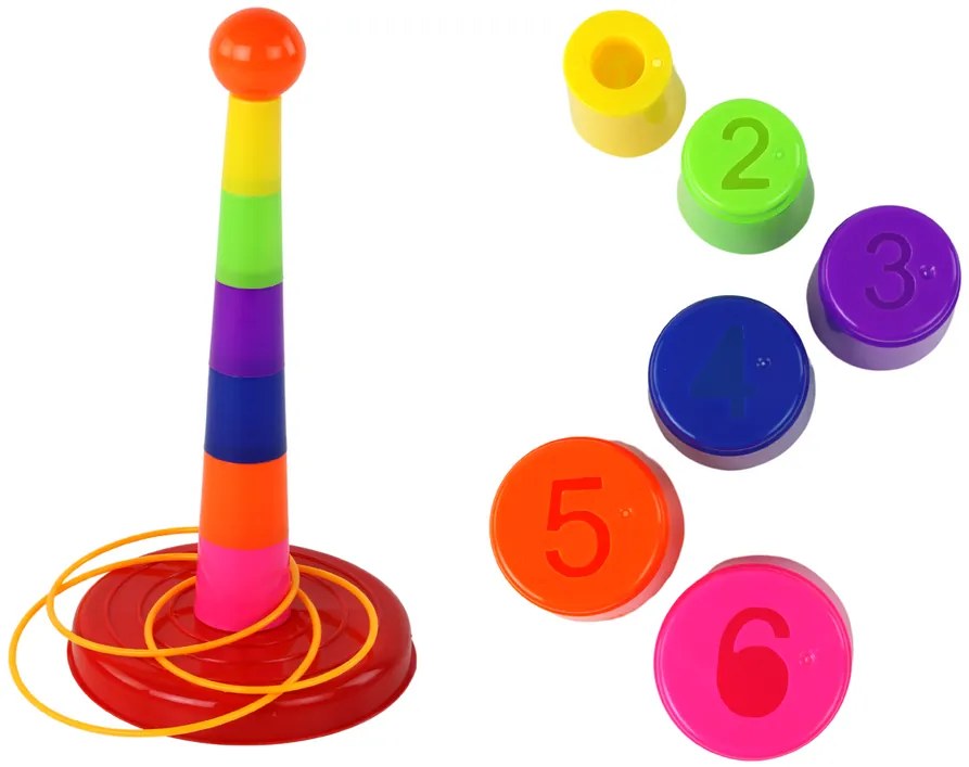 LEAN TOYS Hra Hádzanie pohárov a obručí na cieľ