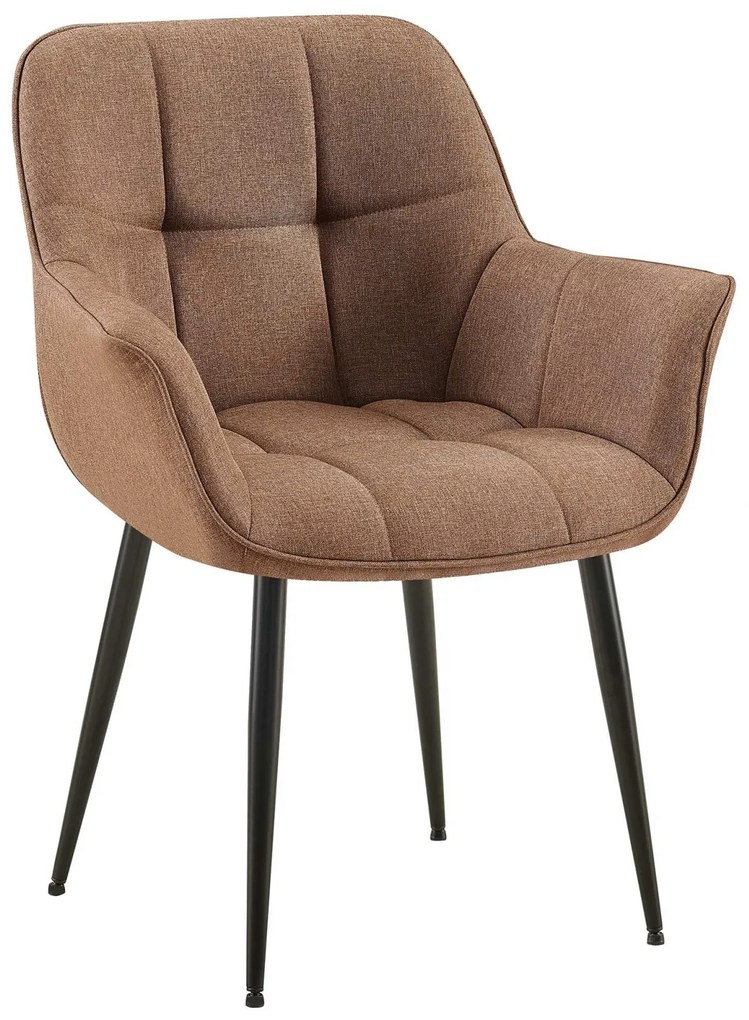 Stolička s podrúčkami Roseville - látka, nohy čierny kov - Sivo-hnedá (Taupe)