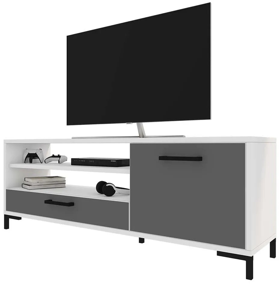 TV skrinka/stolík Cascade  (biela + sivá). Akcia -22%. Vlastná spoľahlivá doprava až k Vám domov. 1098743