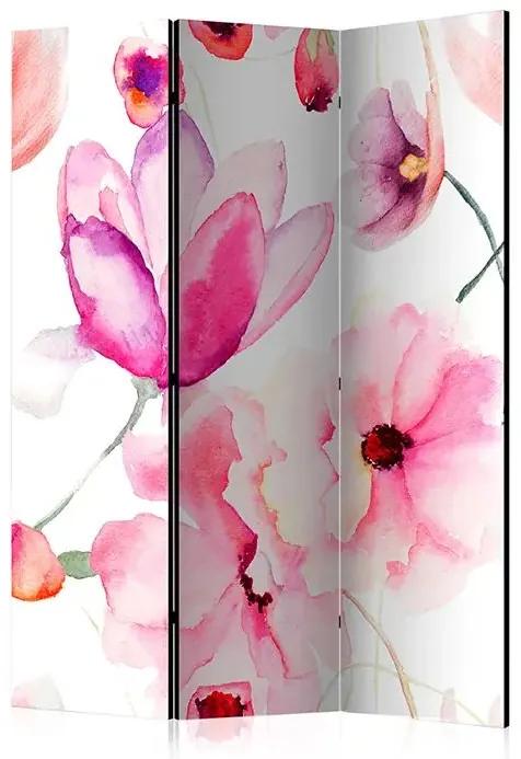 Paraván - Pink Flowers [Room Dividers] Veľkosť: 135x172, Verzia: Obojstranný