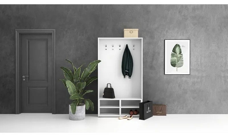 Šatníková stena BORDER s botníkom, 5 háčikov, grafit/biela