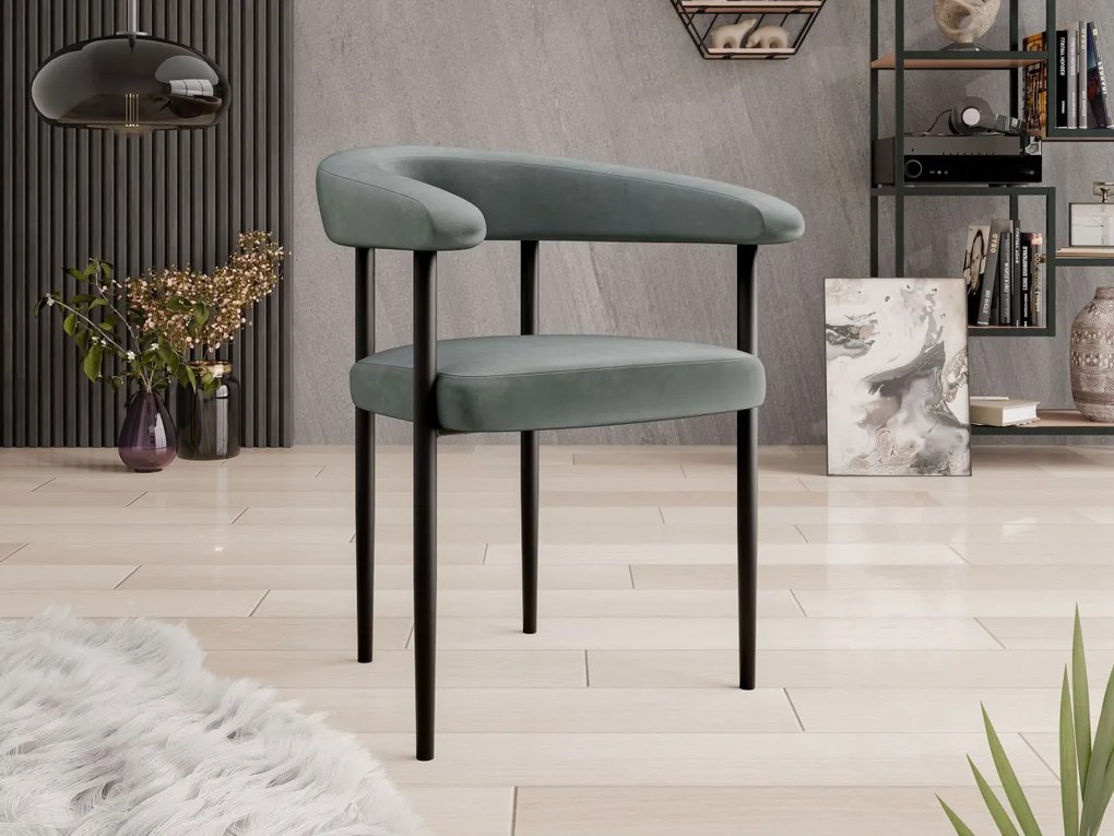Čalúnená jedálenská stolička Ezukto, Dostupné poťahy: Magic Velvet 2258, Farby: čierna