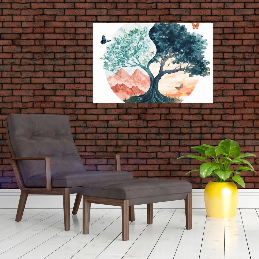 Obraz – Akvarelový strom plný života (90x60 cm)