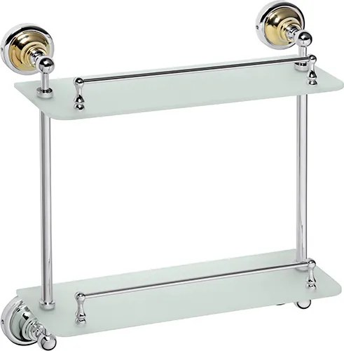 Bemeta Design RETRO gold-chrom: Polička, 400 mm, dvojitá, sklo - 144202128