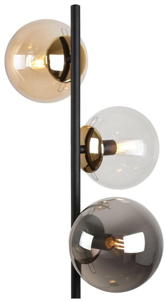Stojacia lampa Paris, 3x sklenené tienidlo (mix 3 farieb), B/G