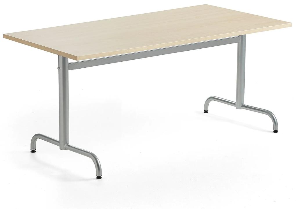 Stôl PLURAL, 1600x800x720 mm, HPL - breza, strieborná