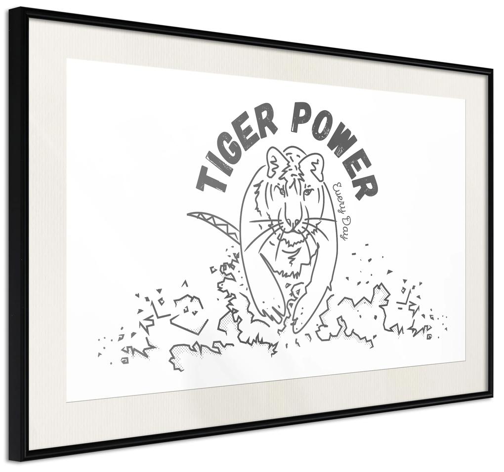Artgeist Plagát - Tiger Power [Poster] Veľkosť: 90x60, Verzia: Čierny rám s passe-partout