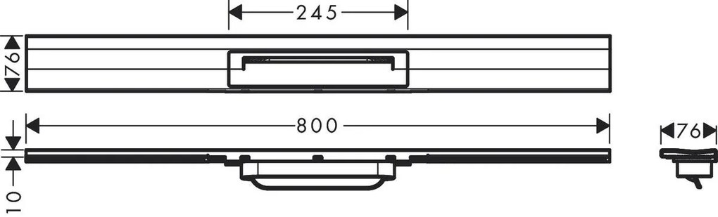 Hansgrohe RainDrain Flex, vrchná sada sprchového žľabu 800, skracovateľný, pre inštaláciu ku stene, chrómová, HAN-56051000