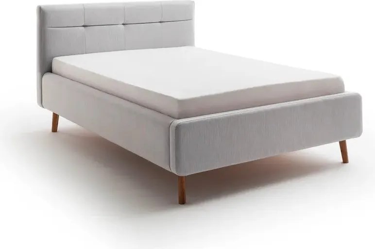 Svetlosivá čalúnená dvojlôžková posteľ s úložným priestorom s roštom 140x200 cm Lotte – Meise Möbel
