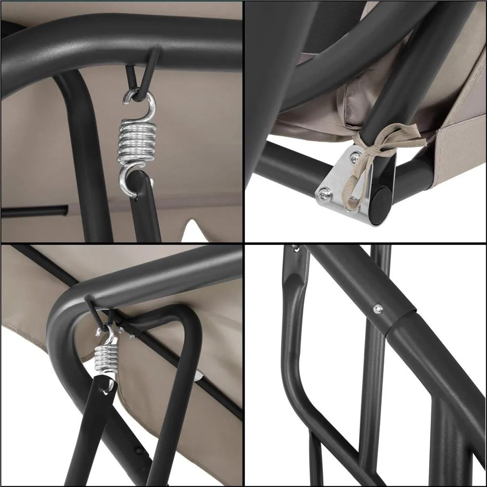 SPRINGOS 3-miestna záhradná hojdačka s nastaviteľnou strieškou, matracom a vankúšmi, béžová GS0031