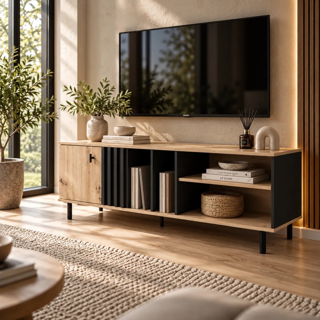 TV STOLÍK DORIAN DUB ARTISAN + ANTRACIT 138 cm