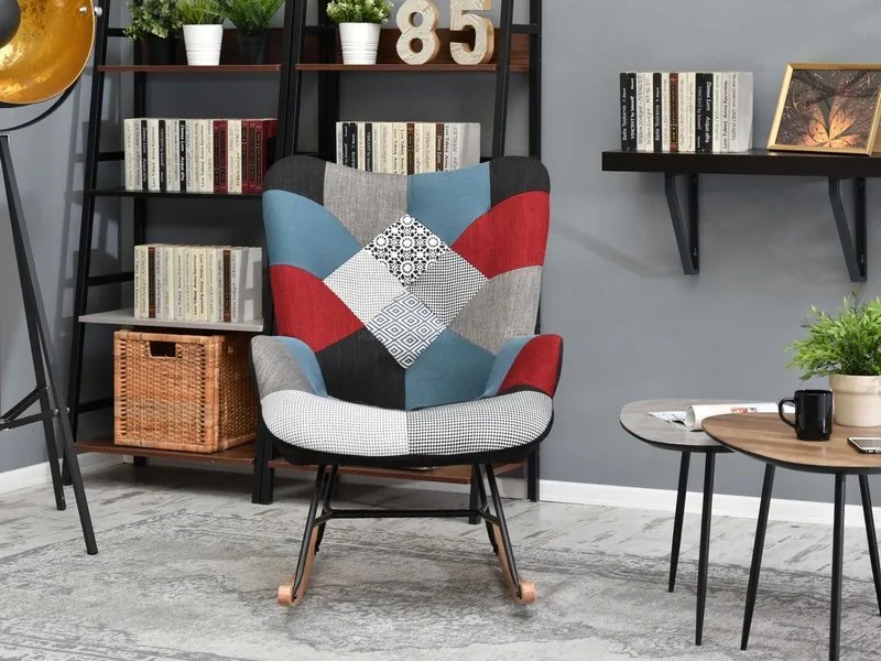 Kreslo Sibyla (patchwork + čierna). Akcia -19%. Vlastná spoľahlivá doprava až k Vám domov. 1110389