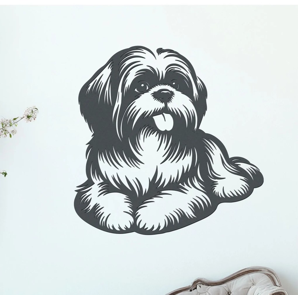 dřevo života Drevený obraz ležiaceho SHIH TZU Rozmery - cm: 40x40, Zvoľte farbu dekoru: Buk