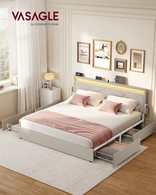 Manželská postel s LED osvetlením 160 cm RMB828LH01