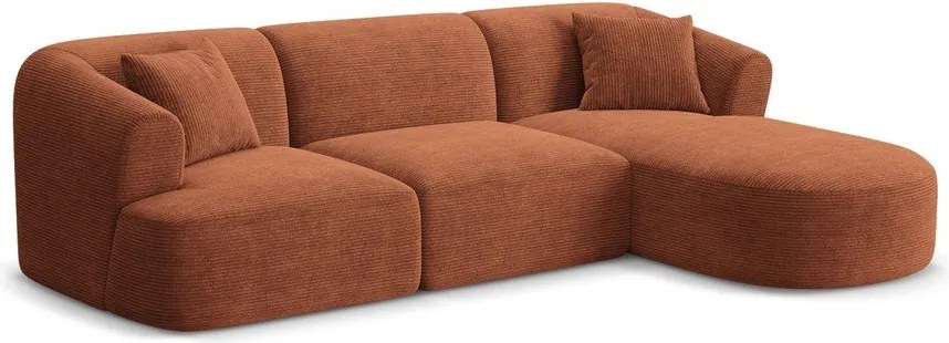 Menčestrová rohová pohovka v terakotovej farbe (pravý roh/s leňoškou) Campi – Cosmopolitan Design