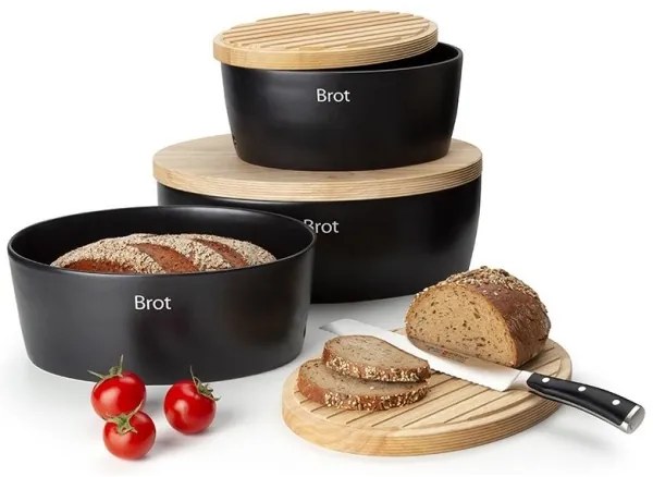 Continenta C3732 - Chlebník 13,5x36 cm čierna/béžová