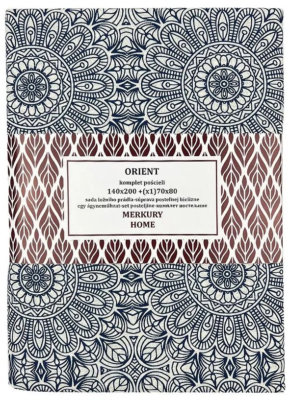 Obliečky Orient bavlna ecru/indigo 140x200 + (1 )70x80 Merkury Home