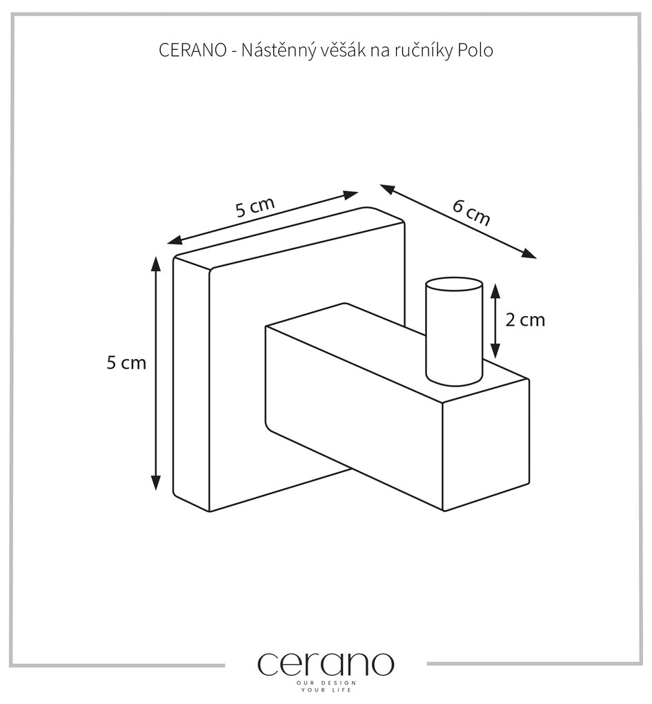 CERANO - Nástenný vešiak na uteráky Polo - čierna matná, CER-CER-479539