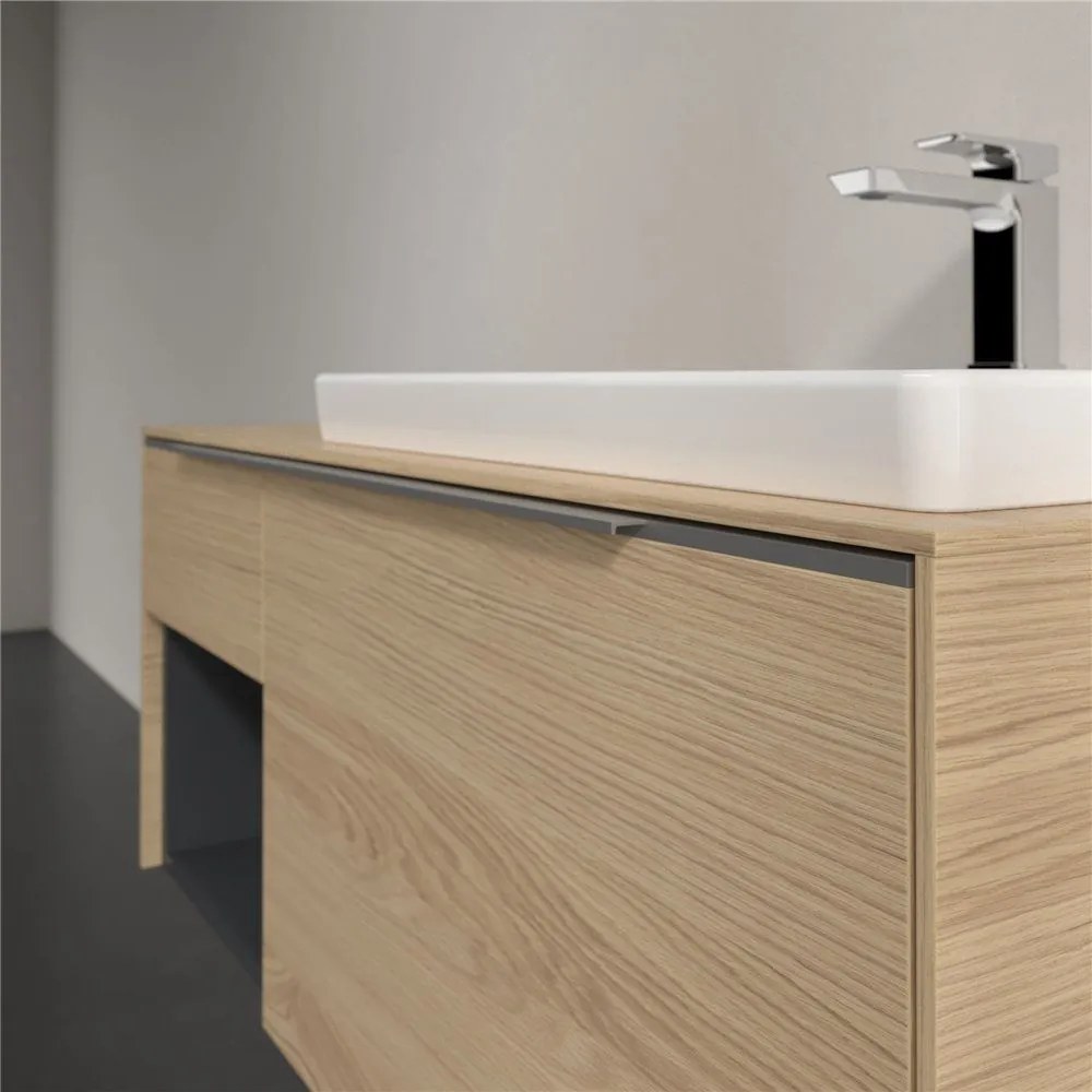 VILLEROY &amp; BOCH Subway 3.0 závesná skrinka pod umývadlo (umývadlo vpravo), 2 zásuvky + regálový prvok, 1001 x 516 x 422,5 mm, Nordic Oak, C57100VJ