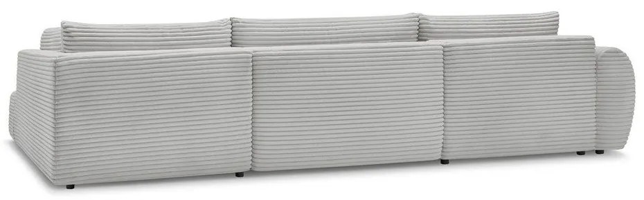 Svetlosivá menčestrová rozkladacia/s úložným priestorom rohová pohovka (pravý roh/do tvaru "U") Lucien – Bobochic Paris