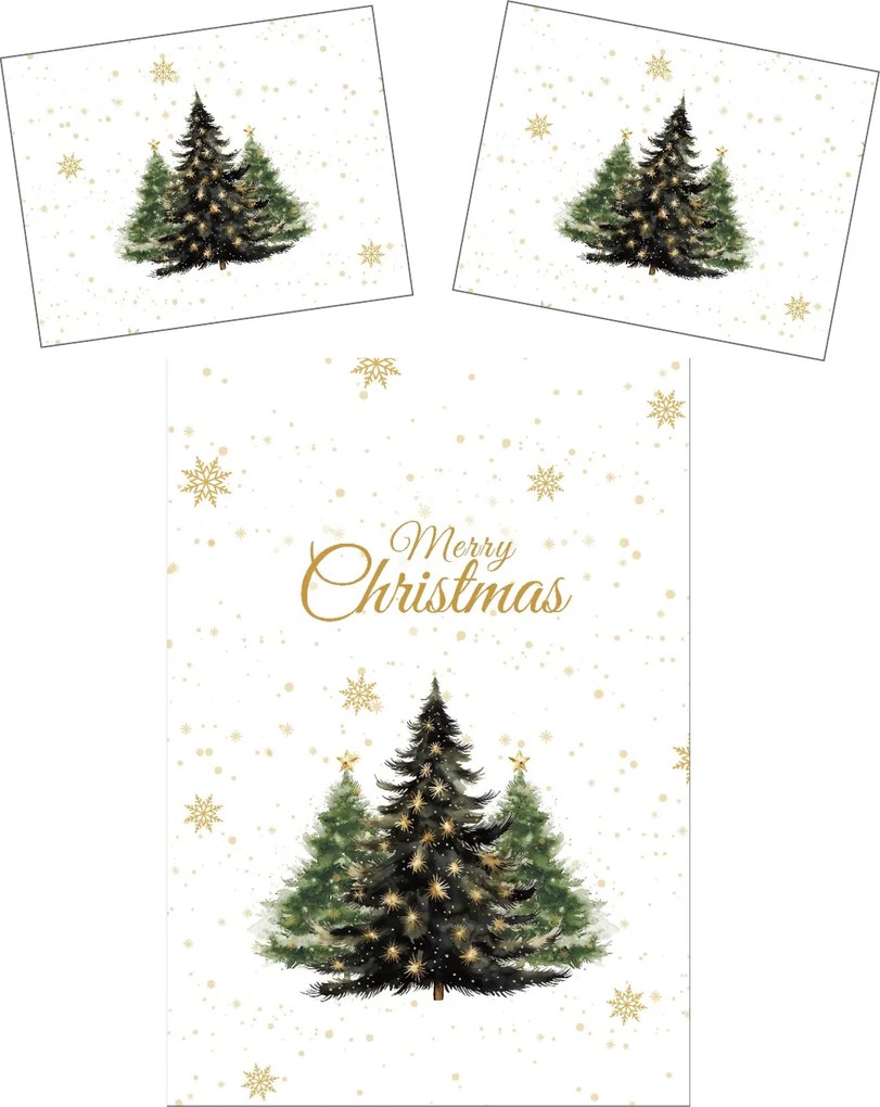 3D obliečky z mikrovlákna MERRY TREES biele Rozmer obliečky: 70 x 90 cm | 140 x 200 cm