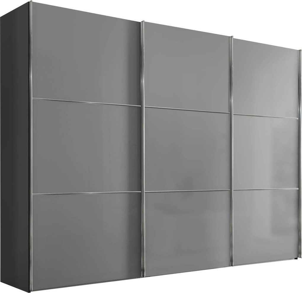 XXXLutz ŠAT. SKRIŇA S POSUV. DVERAMI, svetlosivá, tmavosivá, 298/222/68 cm Moderano - Skrine - 000531006081
