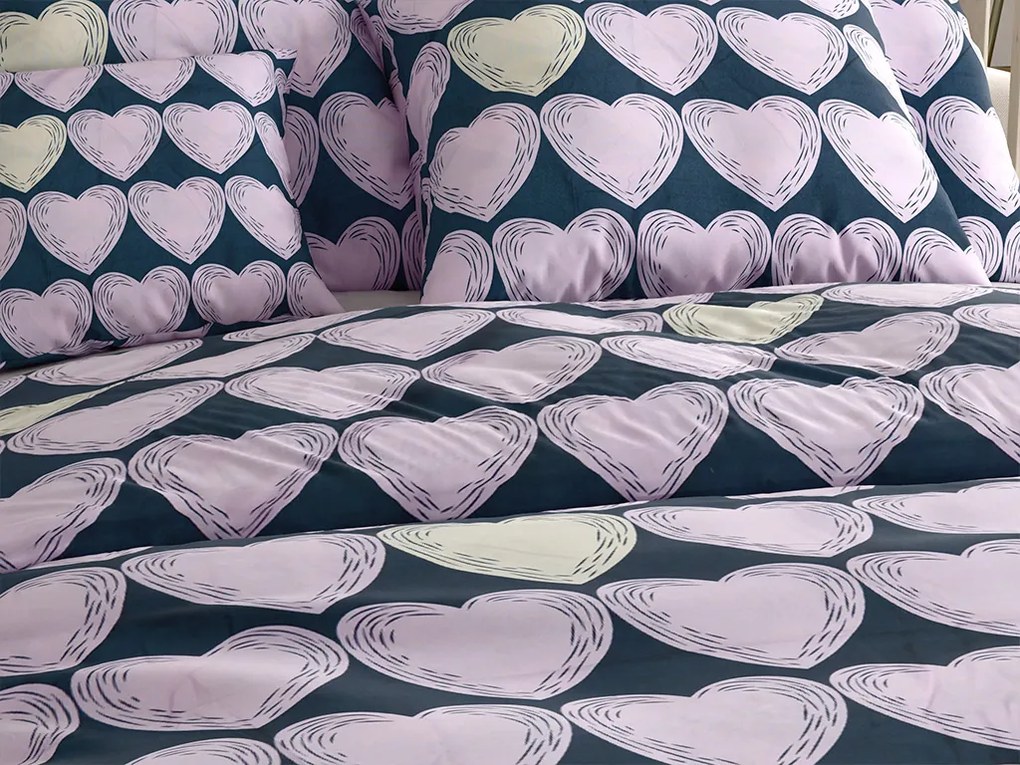 Obliečky z mikrovlákna VIOLET HEARTS svetlo fialové Rozmer obliečky: 2 ks 70 x 80 cm | 160 x 200 cm