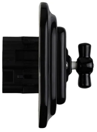 Elhard Keramický štvorcový otočný vypínač č.6/č.1, čierny - kompletný KV5406B