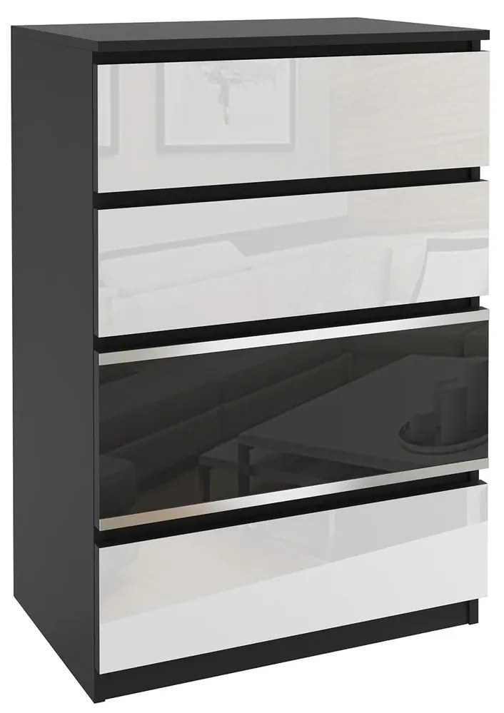 Komoda 8 Belini čierny / biely BH KOM1/2/B/WI/3W1B/0