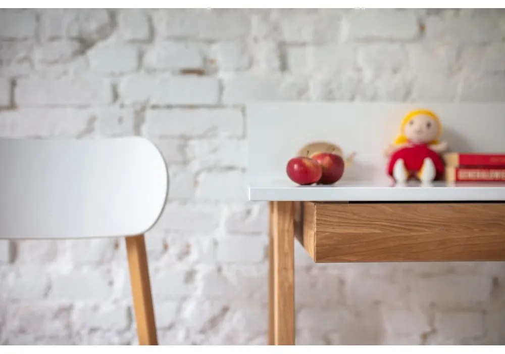 Biely písací stôl s podnožím z jaseňového dreva Ragaba Luka, dĺžka 110 cm