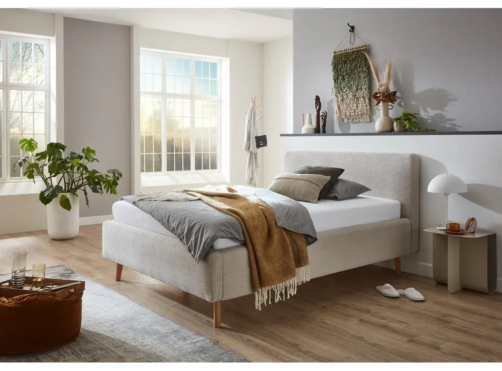 Béžová čalúnená jednolôžková posteľ bez roštu 120x200 cm Mattis – Meise Möbel