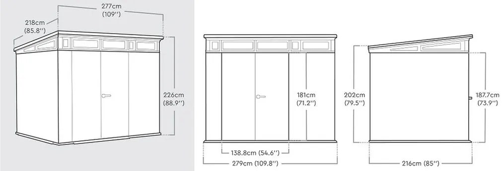 KETER CORTINA 9 x 7 záhradný domček, 279 x 218 x 226 cm, sivý 17210836