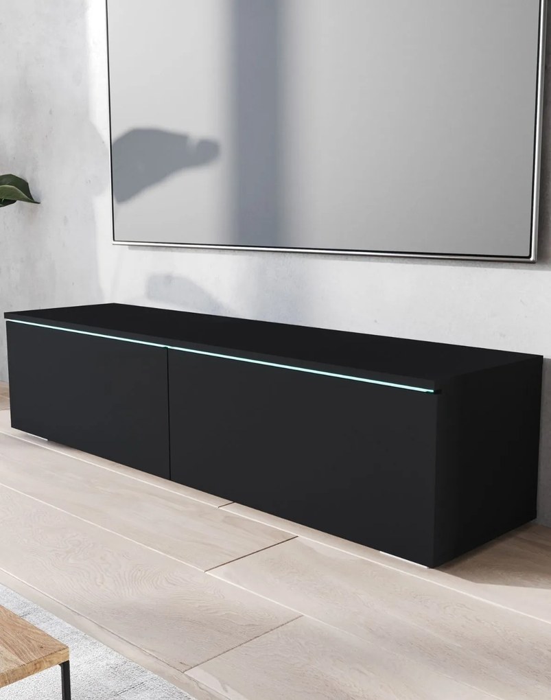 TV skrinka LED 140 cm závesná alebo stojaca čierny grafit Lowboard D