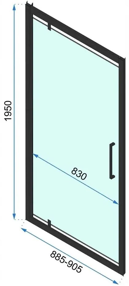 Rea Rapid Swing, 1-krídlové sprchové dvere 900x1950 mm, 6mm číre sklo, zlatý matný profil, REA-K2502